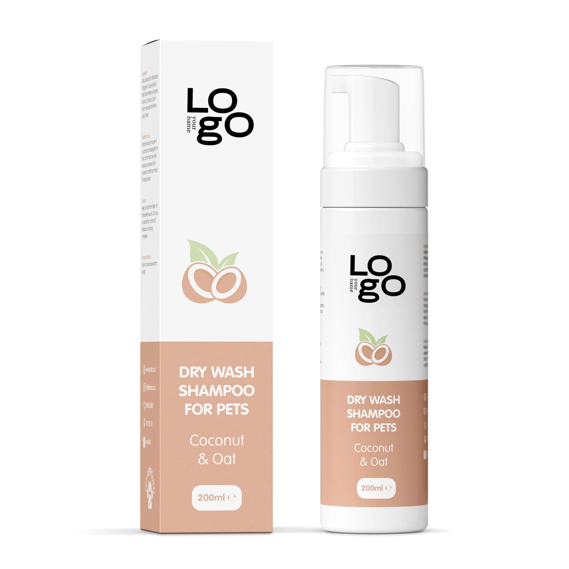 Private Label Dry Shampoo for Pets Natural Ingredients Deodorising Soothing Revitalise No Rinsing Pet Shampoo Coconut & Oat