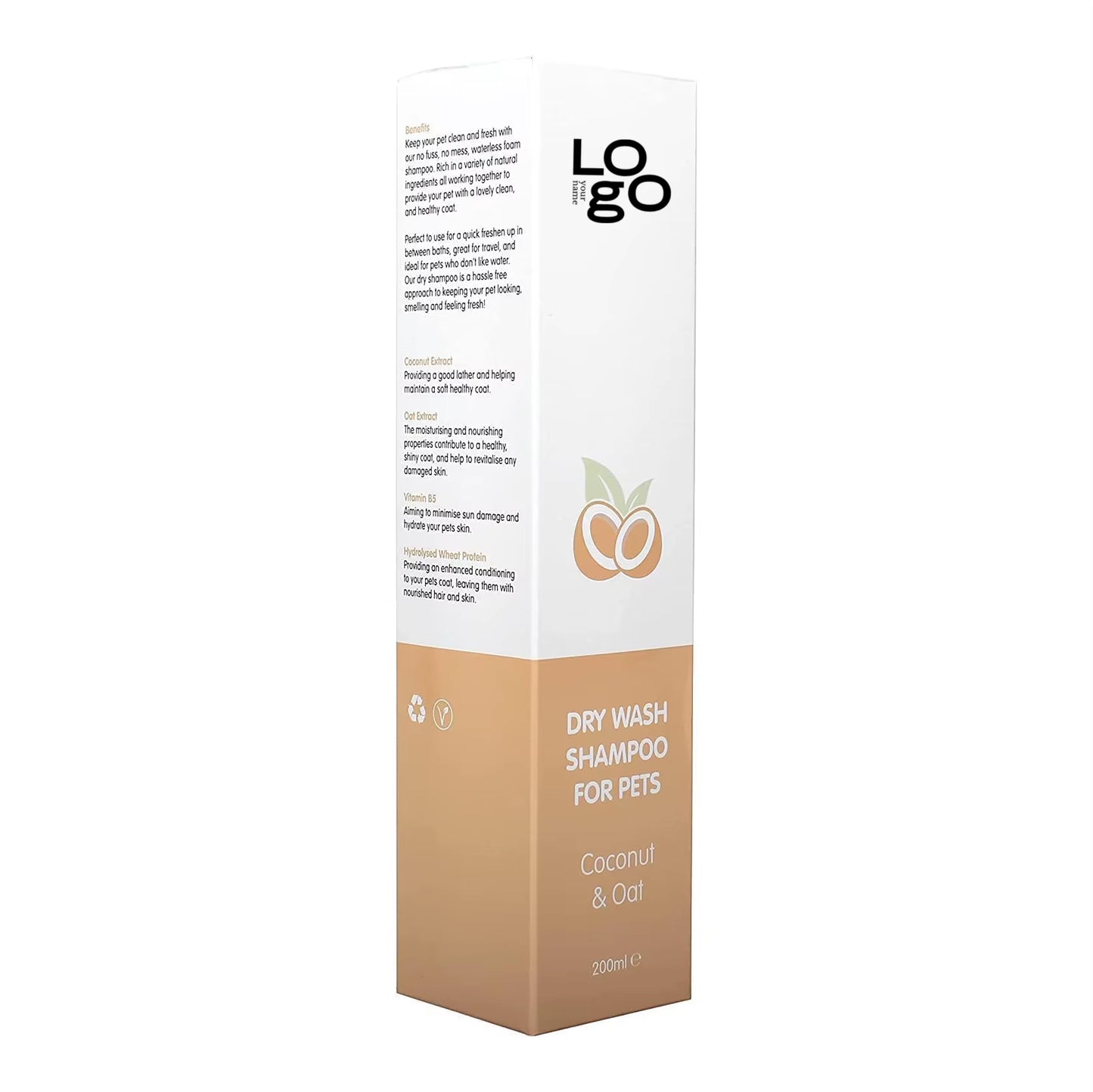 Private Label Dry Shampoo for Pets Natural Ingredients Deodorising Soothing Revitalise No Rinsing Pet Shampoo Coconut & Oat