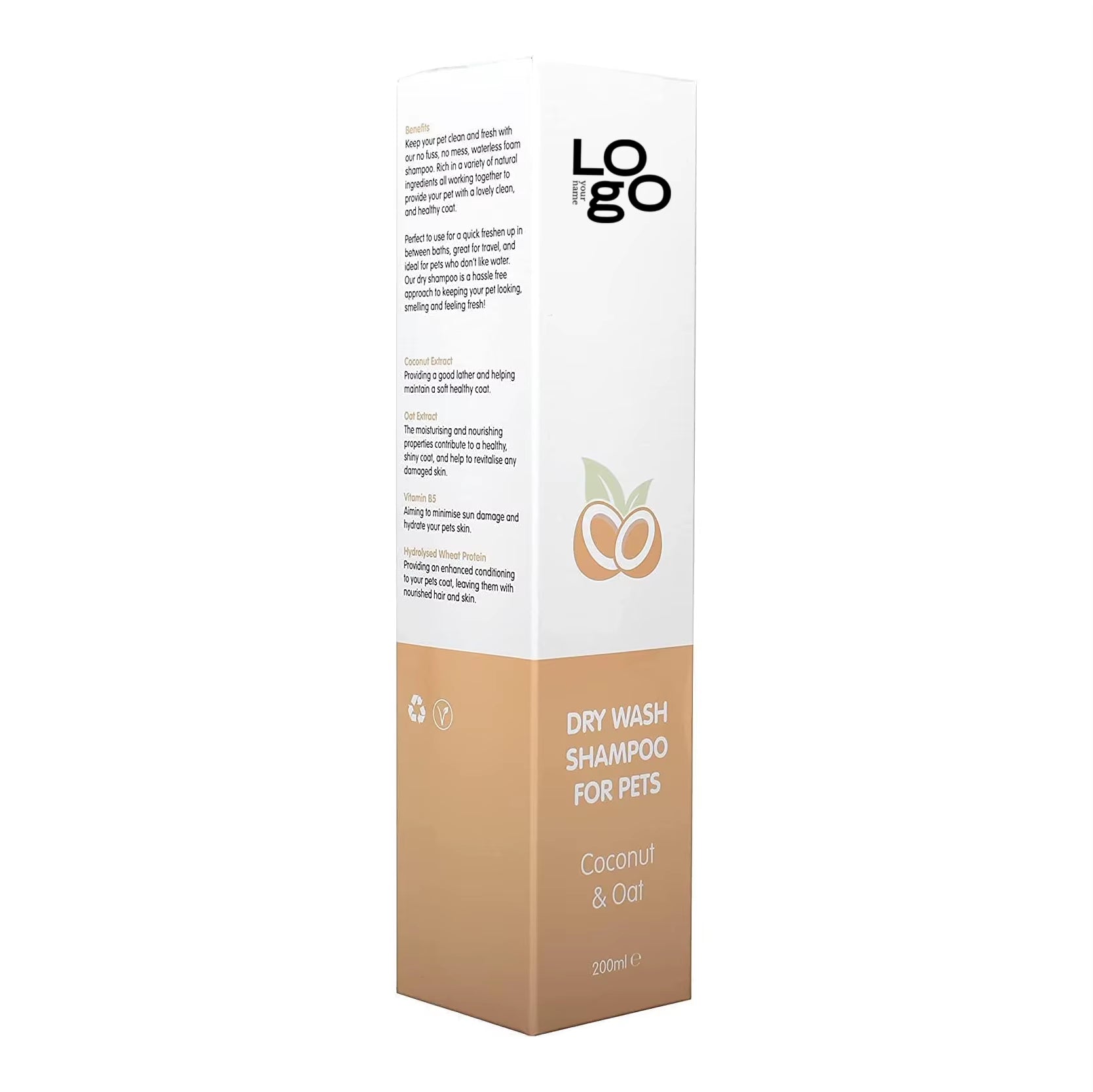 Private Label Dry Shampoo for Pets Natural Ingredients Deodorising Soothing Revitalise No Rinsing Pet Shampoo Coconut & Oat